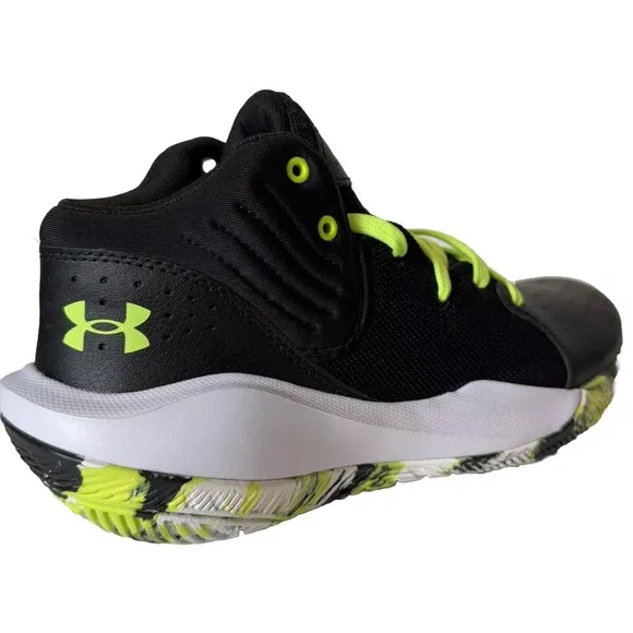 Under Armour Youth Size 6.5Y Jet  21 Black/White/Lime Surge 3024794-009 Shoes