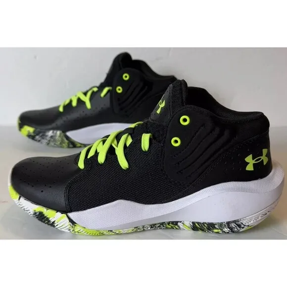 Under Armour Youth Size 6.5Y Jet  21 Black/White/Lime Surge 3024794-009 Shoes