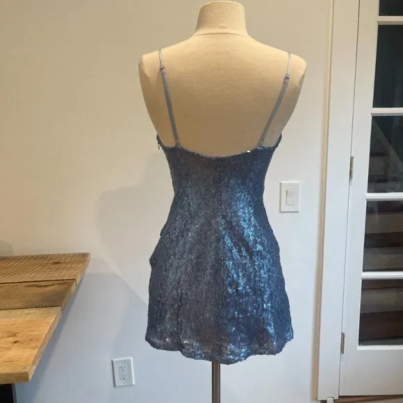 Urban Outfitters A List Blue Sequin Neck Mini Dress Sizes Avail XS &amp; Small