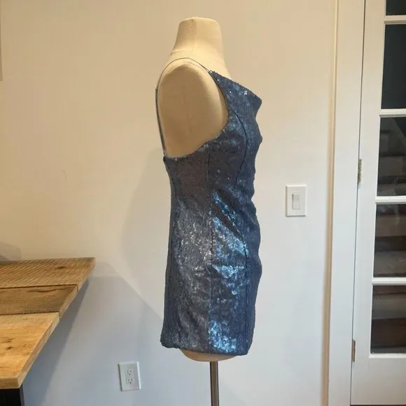 Urban Outfitters A List Blue Sequin Neck Mini Dress Sizes Avail XS &amp; Small