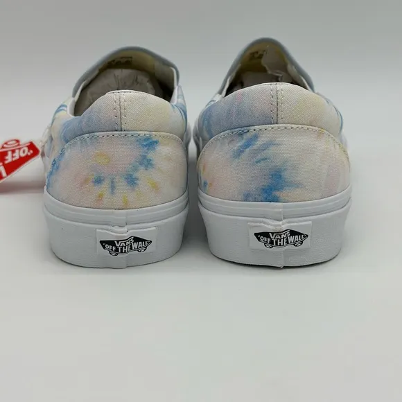 Vans Blue and White Floral Slip-On Sneakers