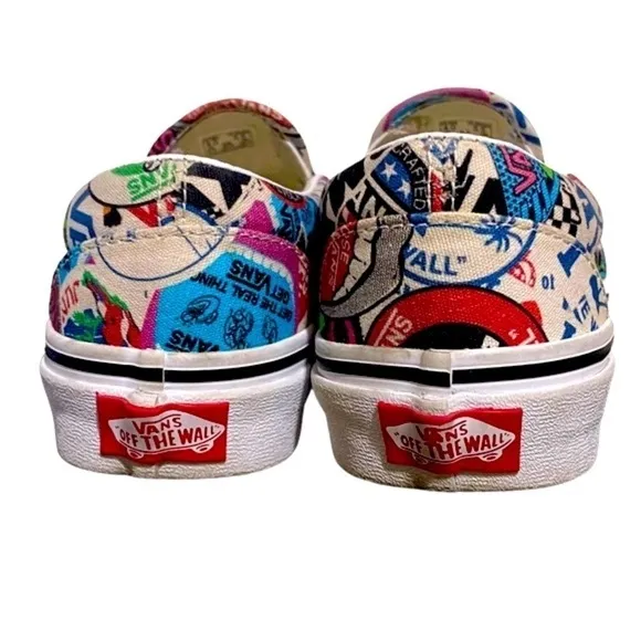 VANS BMX Slip-Ons Mash-Up Sticker Multi Color Women’s Size 5.5