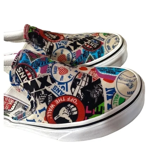 VANS BMX Slip-Ons Mash-Up Sticker Multi Color Women’s Size 5.5