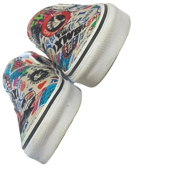 VANS BMX Slip-Ons Mash-Up Sticker Multi Color Women’s Size 5.5
