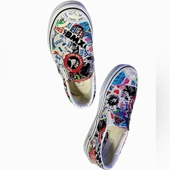 VANS BMX Slip-Ons Mash-Up Sticker Multi Color Women’s Size 5.5