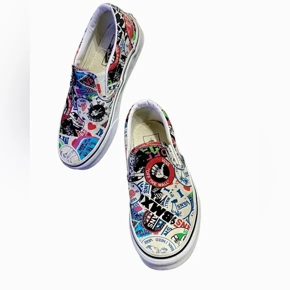 VANS BMX Slip-Ons Mash-Up Sticker Multi Color Women’s Size 5.5