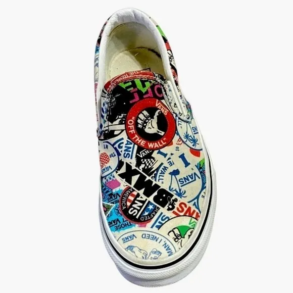VANS BMX Slip-Ons Mash-Up Sticker Multi Color Women’s Size 5.5
