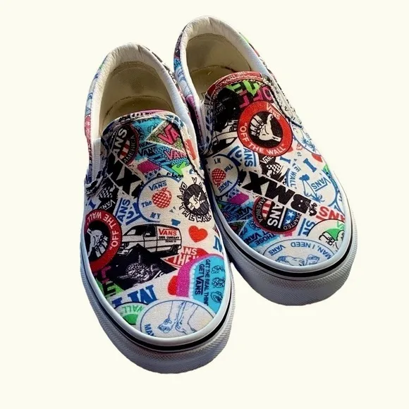 VANS BMX Slip-Ons Mash-Up Sticker Multi Color Women’s Size 5.5