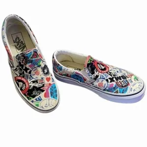 VANS BMX Slip-Ons Mash-Up Sticker Multi Color Women’s Size 5.5