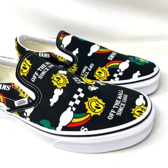 VANS Classic Slip On For Men Sneakers Yellow Black Canvas Low Shoes VN0A7VCF936