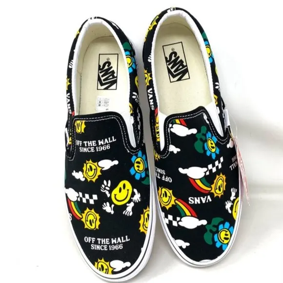 VANS Classic Slip On For Men Sneakers Yellow Black Canvas Low Shoes VN0A7VCF936