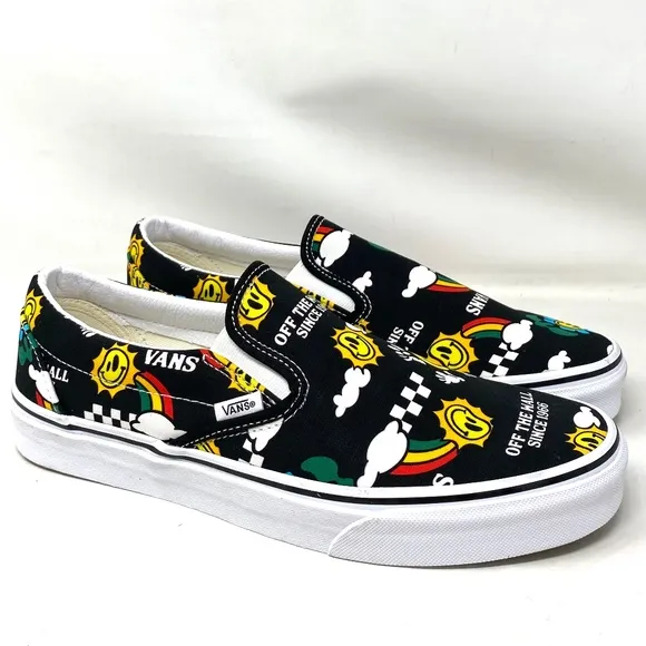 VANS Classic Slip On For Men Sneakers Yellow Black Canvas Low Shoes VN0A7VCF936