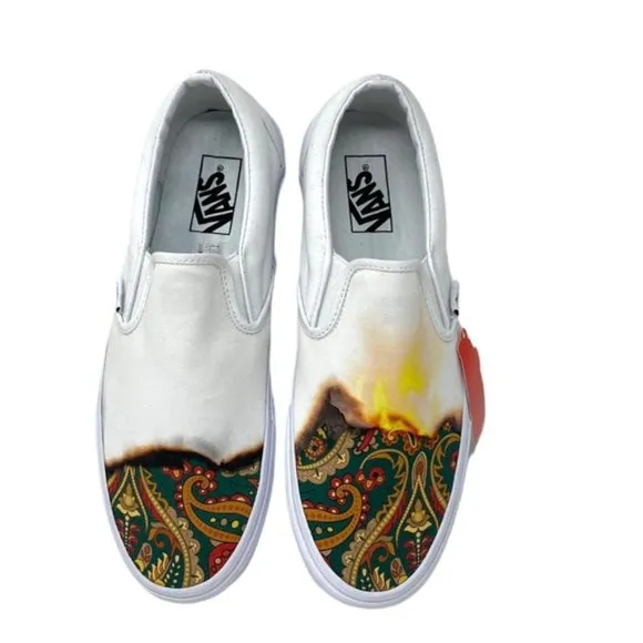 VANS Classic Slip On Shoes Low Top White Men’s Canvas Sneakers Skate VN000XG8AZQ