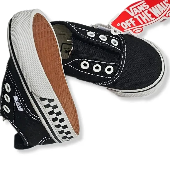 VANS Era &quot;Check iFoxing&quot; (Black) Slip on Velvro Toddler Shoes Size 4.5   4004
