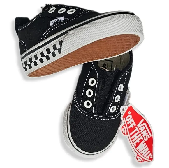 VANS Era &quot;Check iFoxing&quot; (Black) Slip on Velvro Toddler Shoes Size 4.5   4004