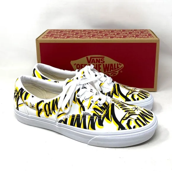 VANS Era Family Shoes Yellow White Canvas Sneakers Low Men Size Custom ALSU01260