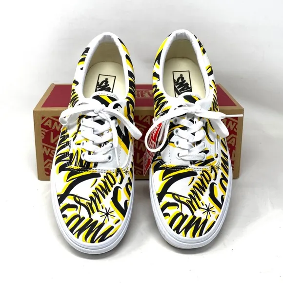 VANS Era Family Shoes Yellow White Canvas Sneakers Low Men Size Custom ALSU01260
