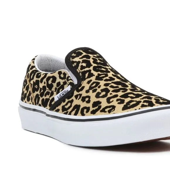 VANS KIDS FLOCKED LEOPARD CLASSIC SLIP-ON SHOES- UNISEX