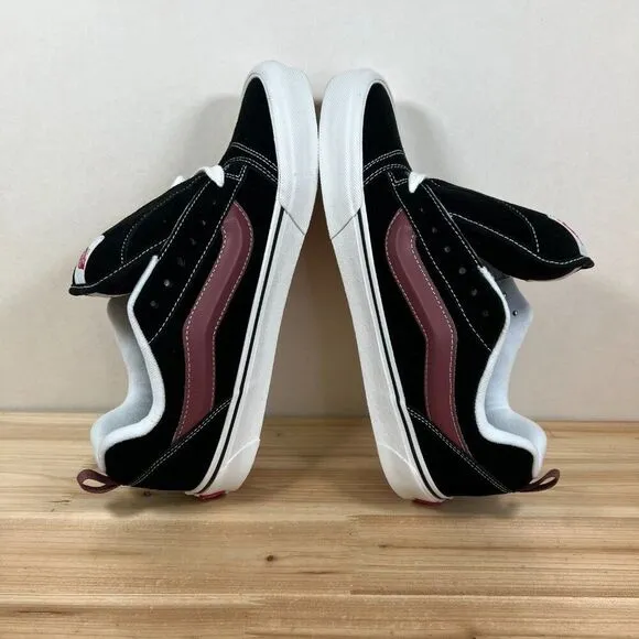 Vans Knu Skool casual skate shoes fat tongue Mens 12 Black Maroon NEW