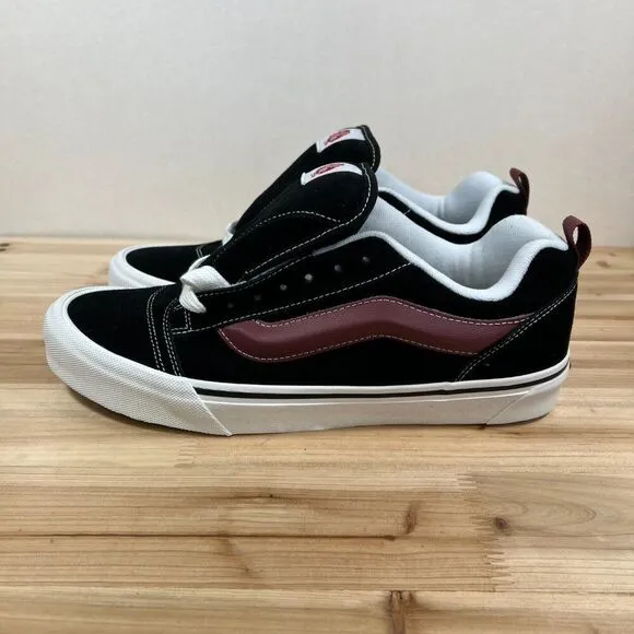 Vans Knu Skool casual skate shoes fat tongue Mens 12 Black Maroon NEW