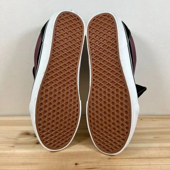 Vans Knu Skool casual skate shoes fat tongue Mens 12 Black Maroon NEW