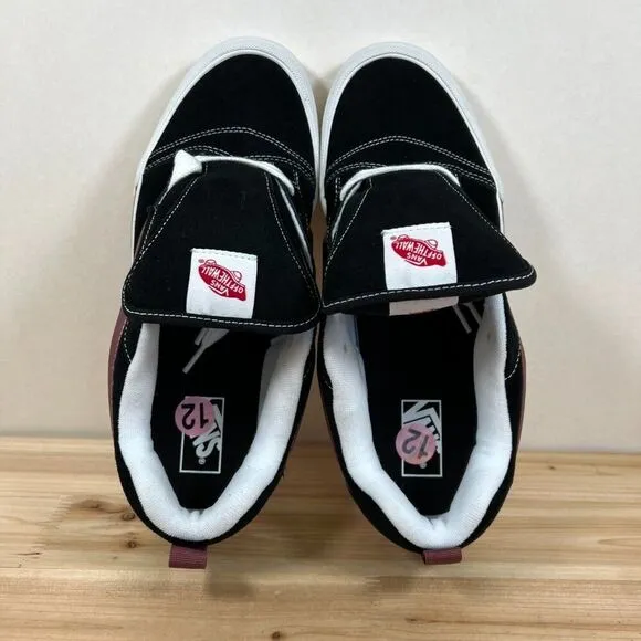 Vans Knu Skool casual skate shoes fat tongue Mens 12 Black Maroon NEW