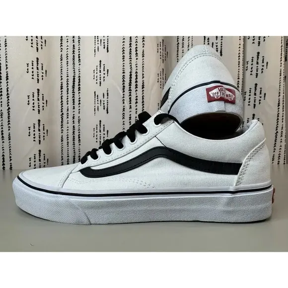Vans Men’s Old Skool Shoe Size 8.5 White Black New w/o Box Skate Outdoor Custom