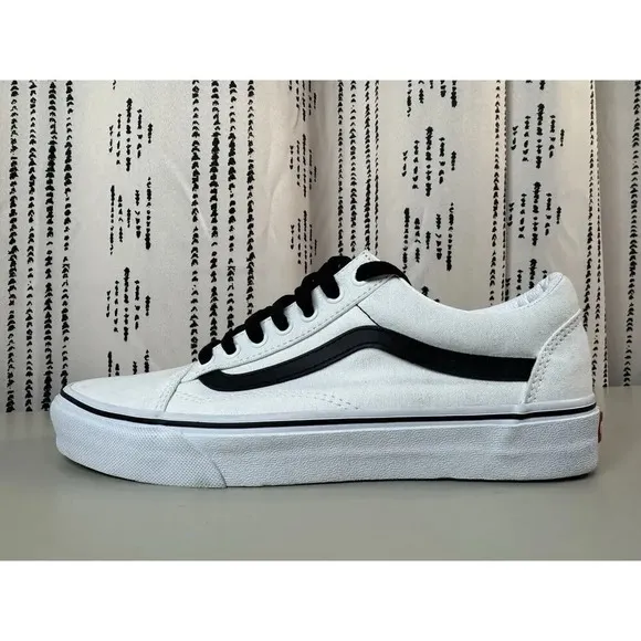 Vans Men’s Old Skool Shoe Size 8.5 White Black New w/o Box Skate Outdoor Custom