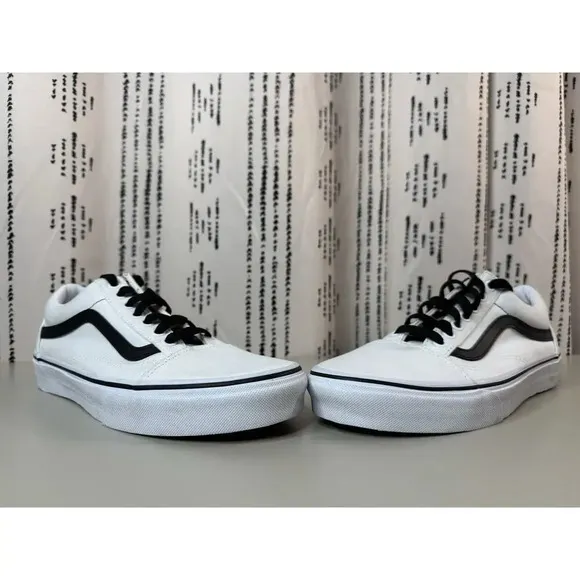 Vans Men’s Old Skool Shoe Size 8.5 White Black New w/o Box Skate Outdoor Custom