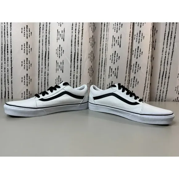 Vans Men’s Old Skool Shoe Size 8.5 White Black New w/o Box Skate Outdoor Custom