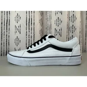 Vans Men’s Old Skool Shoe Size 8.5 White Black New w/o Box Skate Outdoor Custom