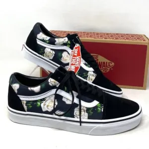 VANS Old Skool Floral Shoes Casual Canvas Suede Black Sneakers Men’s VN0A38G1VRK