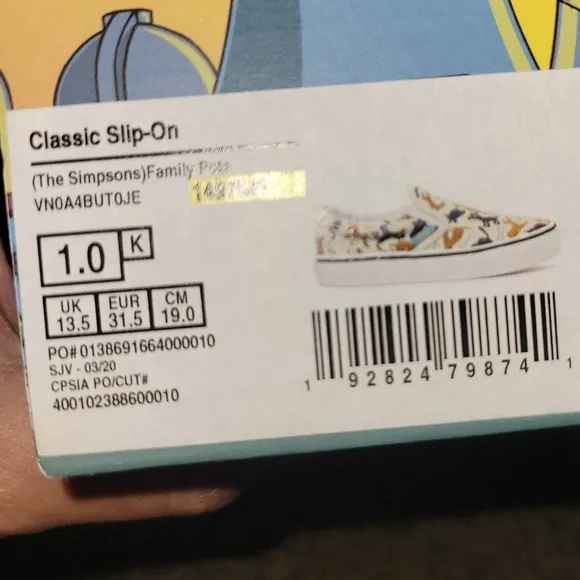 Vans Simpson's Slip ons sz 1