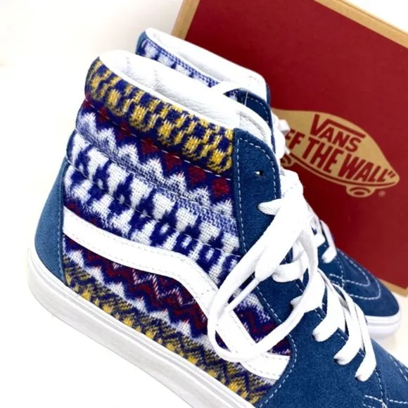 VANS Sk8-Hi Blue Multicolor Women's Suede Canvas Shoes Sneakers Size VN0A7Q5NBER