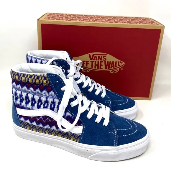VANS Sk8-Hi Blue Multicolor Women's Suede Canvas Shoes Sneakers Size VN0A7Q5NBER