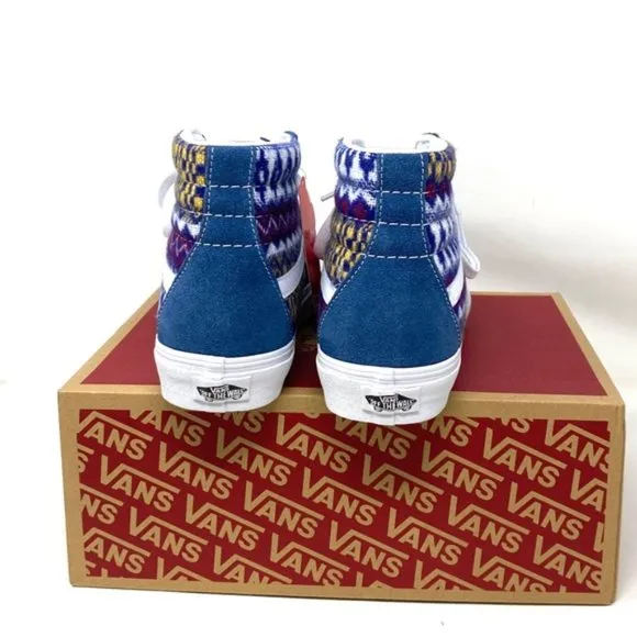 VANS Sk8-Hi Blue Multicolor Women's Suede Canvas Shoes Sneakers Size VN0A7Q5NBER