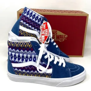 VANS Sk8-Hi Blue Multicolor Women's Suede Canvas Shoes Sneakers Size VN0A7Q5NBER