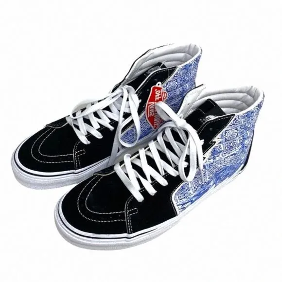 VANS Sk8-Hi Bolt Shoes Men's Black Blue Suede VN0A5JIVBLK Skate Sneakers Canvas