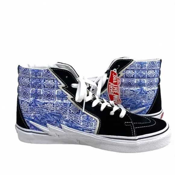 VANS Sk8-Hi Bolt Shoes Men's Black Blue Suede VN0A5JIVBLK Skate Sneakers Canvas