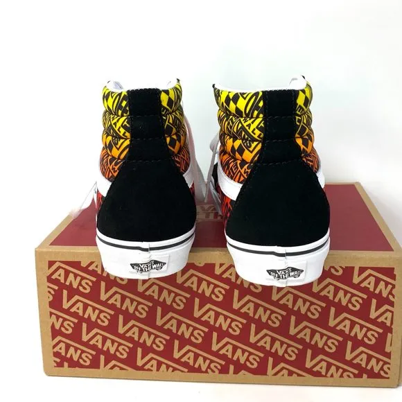 VANS Sk8-HI Logo Flame Suede Canvas Black Skate Shoes Women's Size VN0A4U3C2N5