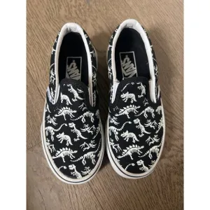 Vans Skeleton Dinosaur Slip Ons 10.5 Toddler Glow in the Dark