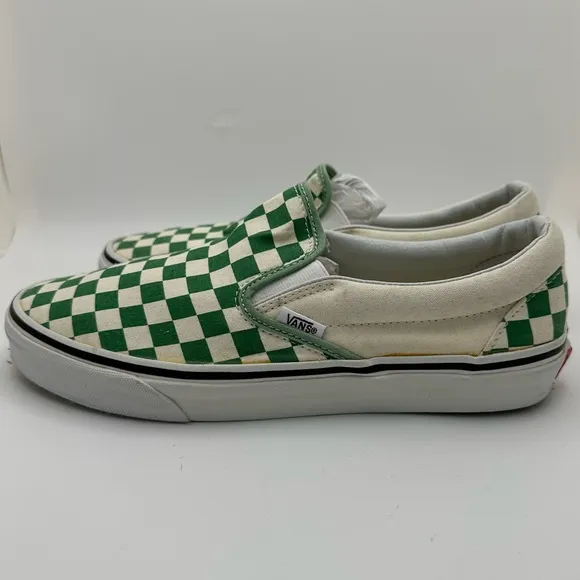 Vans Slip On Checker Green Size Men’s 9.0  Women’s 10.5 Unisex NWOT