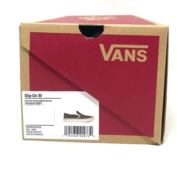 Vans Slip On Sf Shoes Womens Size Stripes Low Top Skate Canvas Brown VN0A5HYQ9ZY
