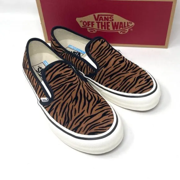 Vans Slip On Sf Shoes Womens Size Stripes Low Top Skate Canvas Brown VN0A5HYQ9ZY