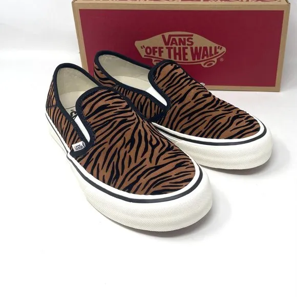 Vans Slip On Sf Shoes Womens Size Stripes Low Top Skate Canvas Brown VN0A5HYQ9ZY