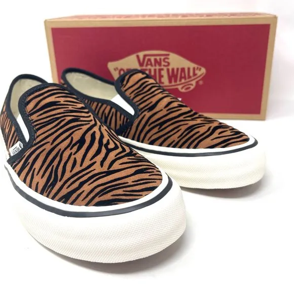 Vans Slip On Sf Shoes Womens Size Stripes Low Top Skate Canvas Brown VN0A5HYQ9ZY