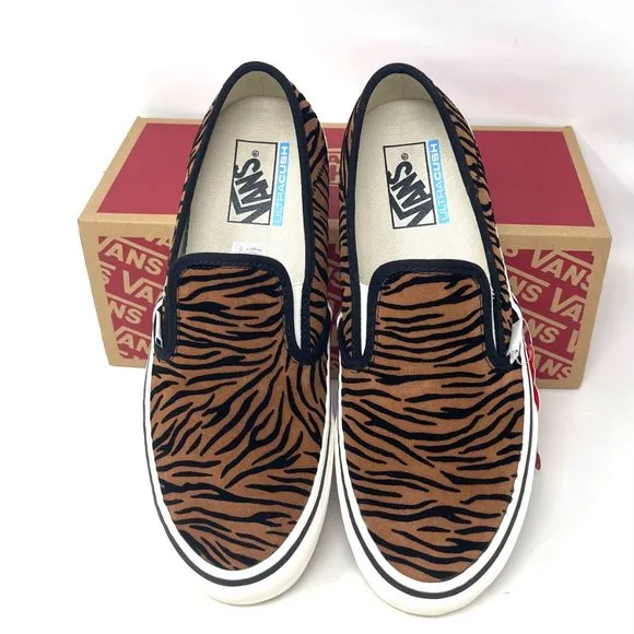 Vans Slip On Sf Shoes Womens Size Stripes Low Top Skate Canvas Brown VN0A5HYQ9ZY