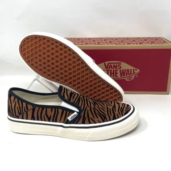Vans Slip On Sf Shoes Womens Size Stripes Low Top Skate Canvas Brown VN0A5HYQ9ZY