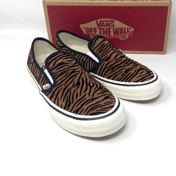 Vans Slip On Sf Shoes Womens Size Stripes Low Top Skate Canvas Brown VN0A5HYQ9ZY