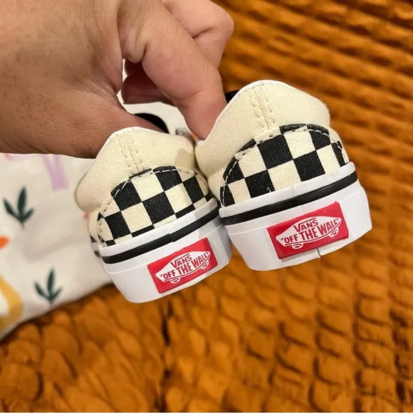 Vans Toddler Classic checkerboard black and white slip-on shoes Size 3.5